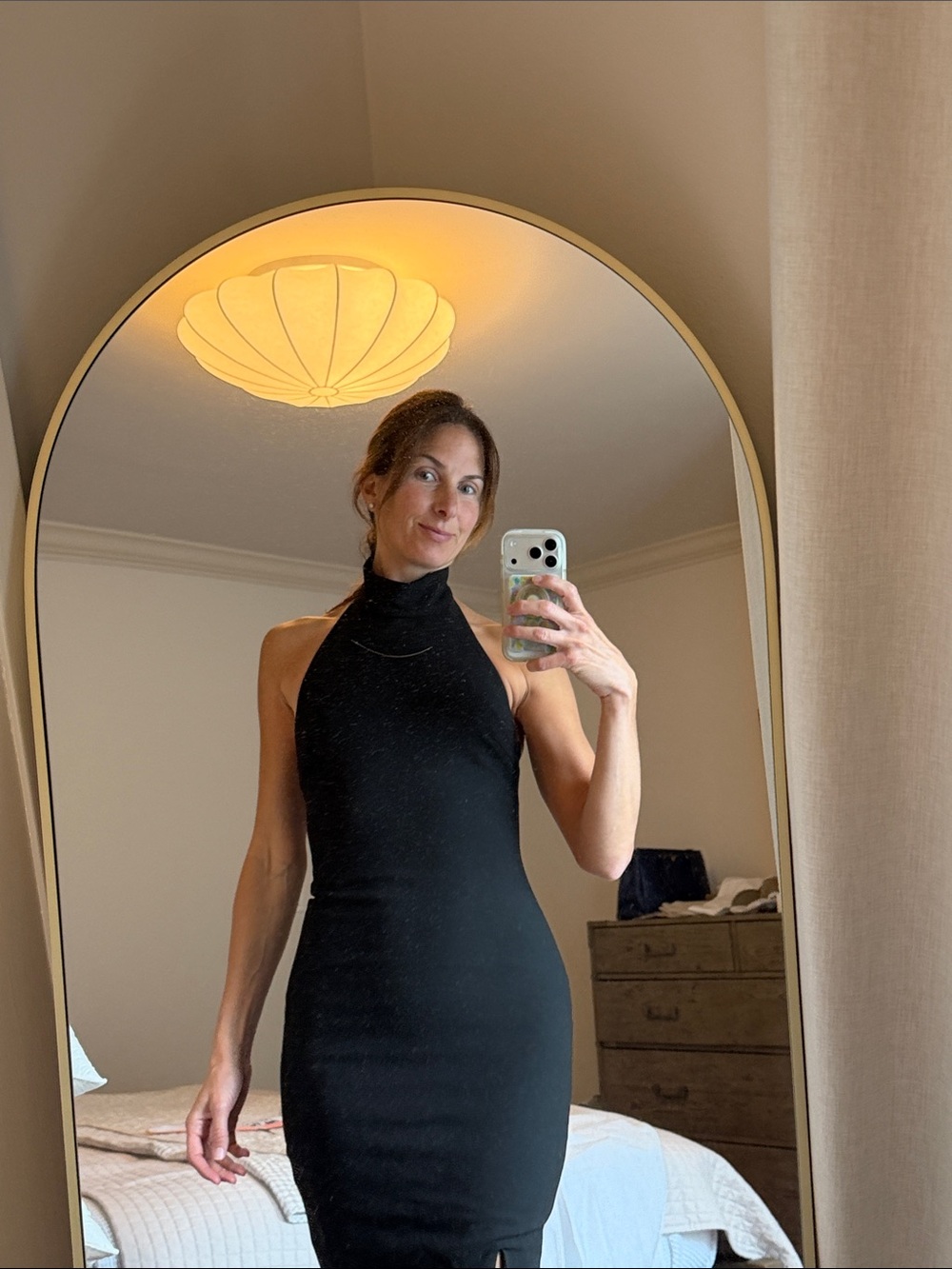 Elizabeth and James Sleek Black Halter Bodycon Dress